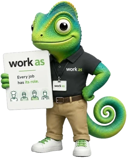 The work-as chameleon, coloured to match the job's field